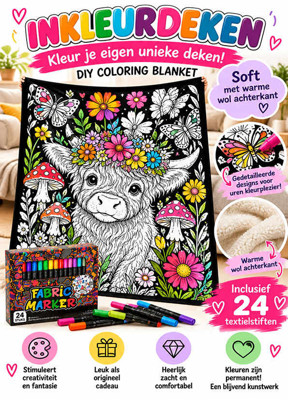 Inkleurdeken Hooglander soft met wol / 24 kleuren