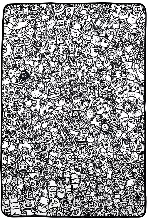 Inkleurdeken Drukke tekening 2