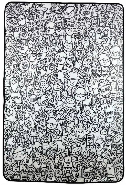 Inkleurdeken Drukke tekening 3