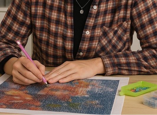 Hobby diamond painting op canvas