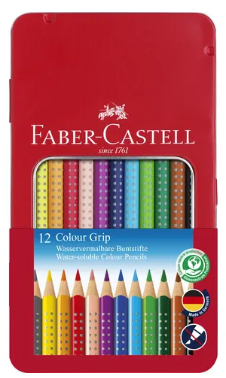 Faber Castell crayon de couleur Colour Grip 2001 étui métallique de 12 pièces