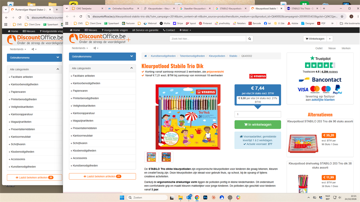 STABILO Crayons de couleur Trio Thick 24 pièces - Étui en carton